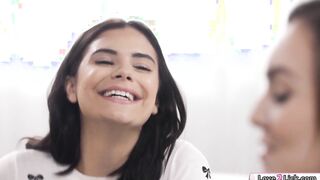 College girls play a game and lick pussy