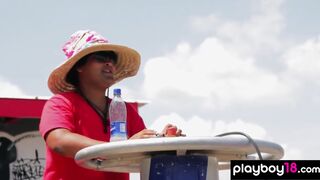 Busty badass babes enjoyed wake boarding