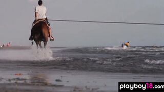 Busty badass babes enjoyed wake boarding