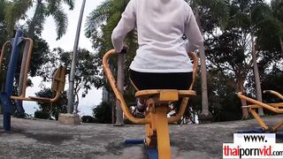 Thai teen tasting a cock after workout