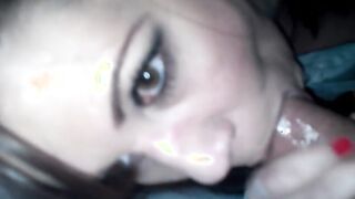 Hot milf sucking dick and drink cum