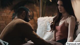 Fat stepdad barebacked by Tgirl stepteen