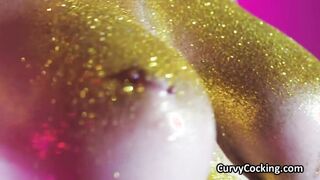 Glittery fuck with busty blonde bombshell