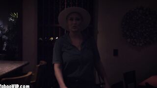 Teen waitress fucked by her dirty old boss in the bar