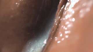SLOW MOTION Compared toy and dick. Close-up penetrations