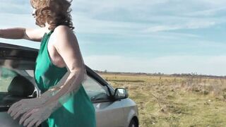 Mom. Nude Beauty MILF outside. Public into nature on river