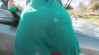 Mom. Nude Beauty MILF outside. Public into nature on river