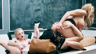 Busty teacher strapon fucks her students