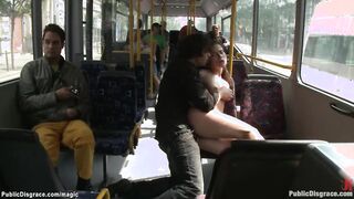 Sexy babe fucked in bus and park