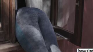 MILF blonde fucked by her shemale friend