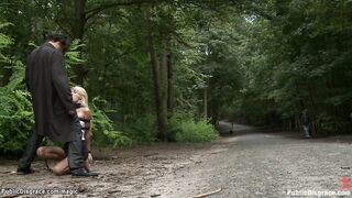 Euro blond spanked in public park