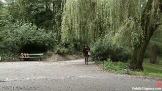 Euro blond spanked in public park