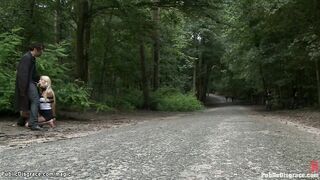 Euro blond spanked in public park