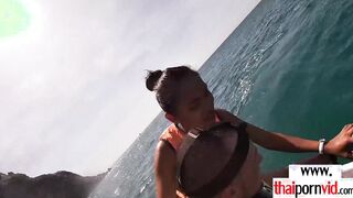 Thai teen giving blowjob on a jet ski