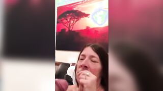 Hot grandma sucking dick and get facial