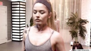 Trans yoga instructor fucks busty babe