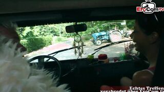 German MILF picked up by mature perverted man into outside