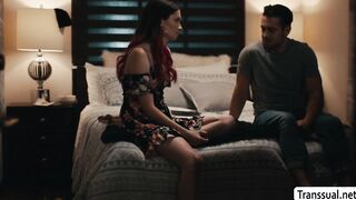 Skinny TS lets stepbro bang her ass