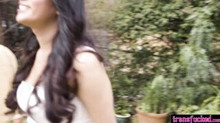 Horny shemale couple rough ass fucking