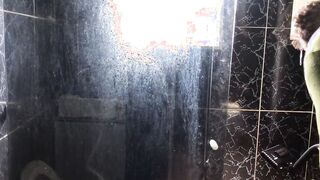 Young man eating his friend's aunt inside the restroom of