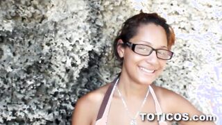Nerdy 18yo 19 yo w/ rock rough long melons fucking ebony