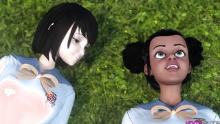 Interracial Lesbians College Sex Break - 3D Hentai