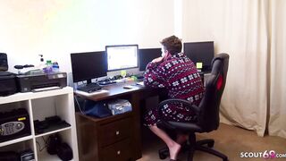 STEP MOTHER JESS CAUGHT SON JERK AND HELP HIM WITH