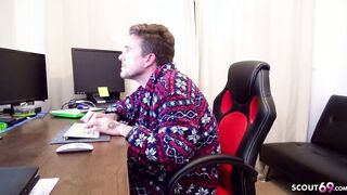 STEP MOTHER JESS CAUGHT SON JERK AND HELP HIM WITH