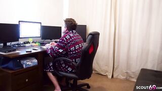 STEP MOTHER JESS CAUGHT SON JERK AND HELP HIM WITH
