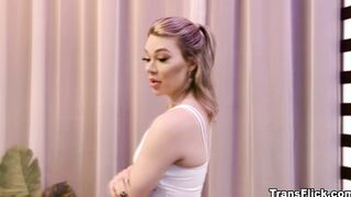 Transsexual yoga instructor fucks one of her students