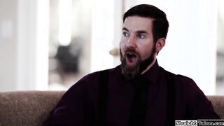 Stepson and his stepdad anal fuck his gf