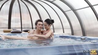 OLD4K. Dark Haired women is tired of swimming but not of