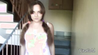 Casual head from a neighbors bimbos inside the entrance of