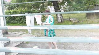 Cougar nude into outside. Voyeur. Frinas hubby peeps inside window