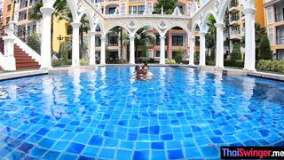 Pool time with horny big ass Asian teen
