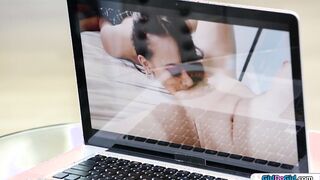 Bffs watch a porn and rim and lick pussy