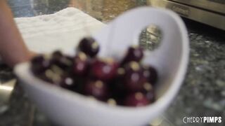 Slim Young Red Haired Vanna Bardot Plays With Her Food Into