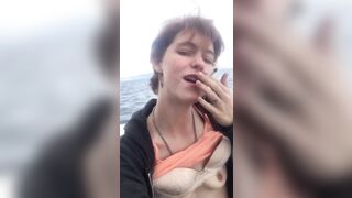 Beauty Bae Smoking And Flashing on a boat