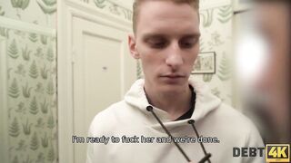 DEBT4k. Unexpected dominant anal sex with obedient poor lassie