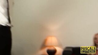 Submissive into underwear gets throated