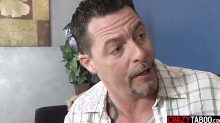 Ebony stepdaughter sucks and fucks daddy