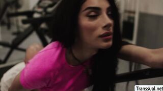 Horny Tgirl barebacked by her gym buddy
