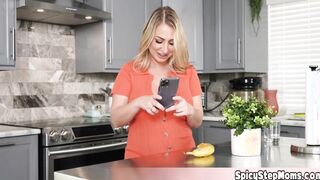 I visited my blonde big titted stepmom and she was making