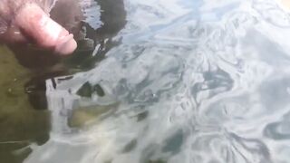 naked man with big cock in the lake