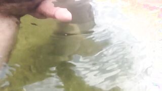 naked man with big cock in the lake
