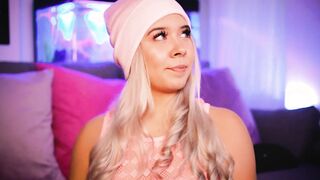 Chubby blonde with a adorable face blows her BF's dick