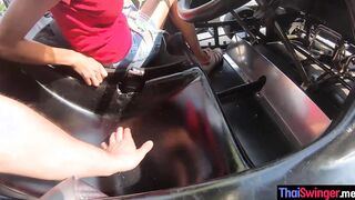 Busty Asian girlfriend sucks big dick