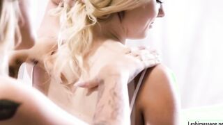 Hot blonde massages her hot roommate