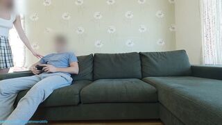 Cuckold preferred to play console while his wifey is fuck