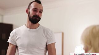 Tattooed tgirl Gracie Jane barebacks guy